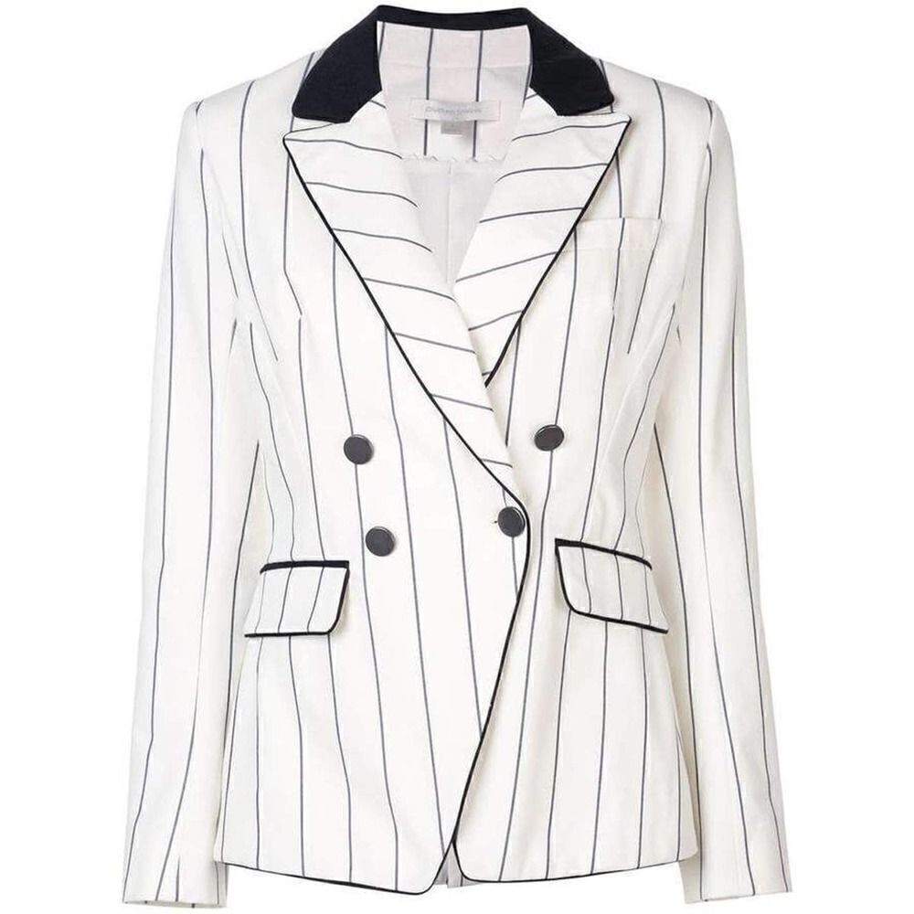NWOT Jonathan Simkhai ivory white pinstripe blazer tuxedo jacket size US 6